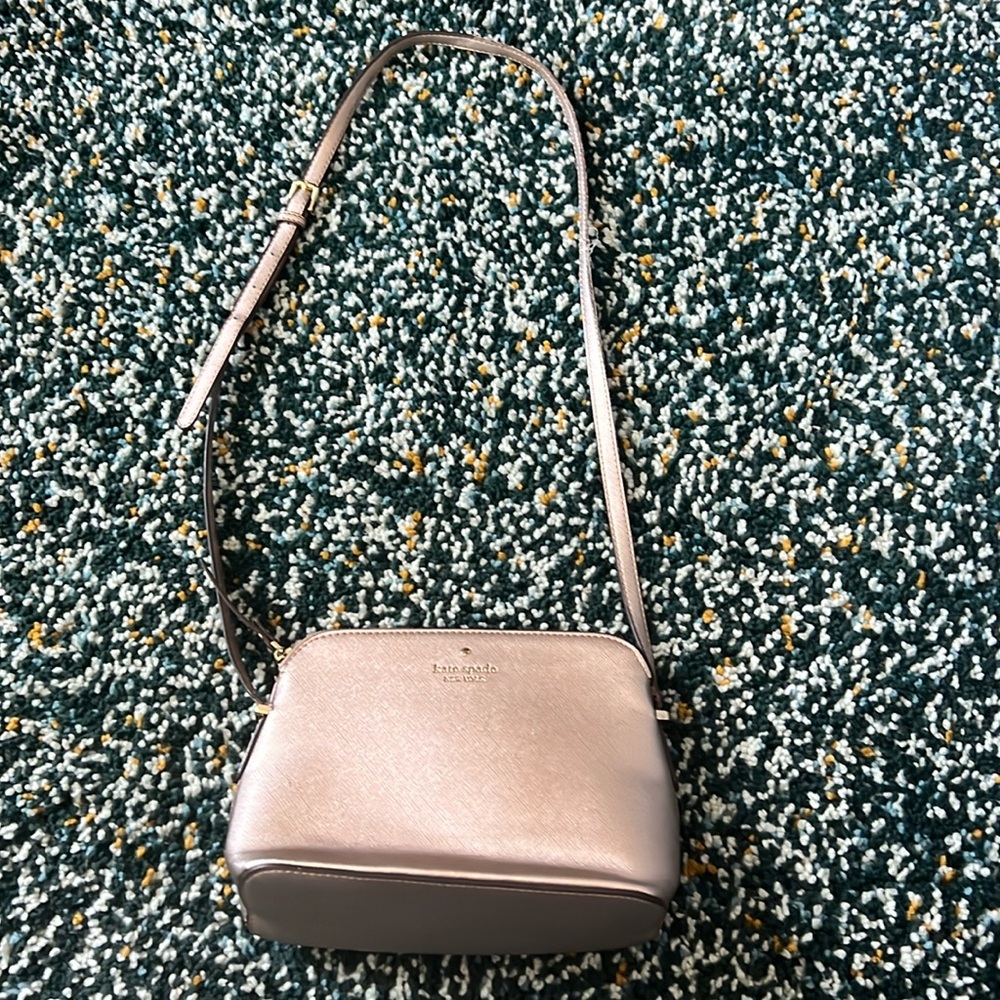 Kate Spade Blush Pink Glittery Rose Gold Long Shoulder Purse
